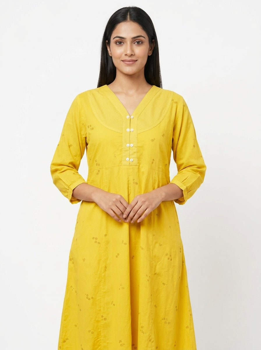IMARA Kurti Casual Yellow Cotton