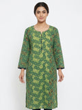 Green Printed Cotton Kurti