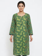 Green Printed Cotton Kurti