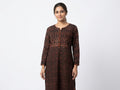 Women's Dark Brown Ethnic Print Cotton Kurti