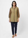 Olive Ethnic Print Cotton short Kurti
