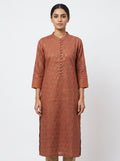 Rust Botanical Printed Kurta