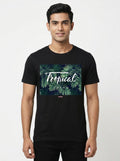 Tropical Dream - Nature inspired Block graphic printed casual tee Black