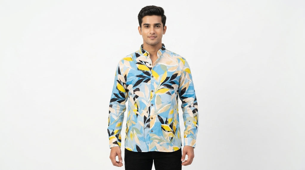 Blue Leafs Printed Unisex Shirt