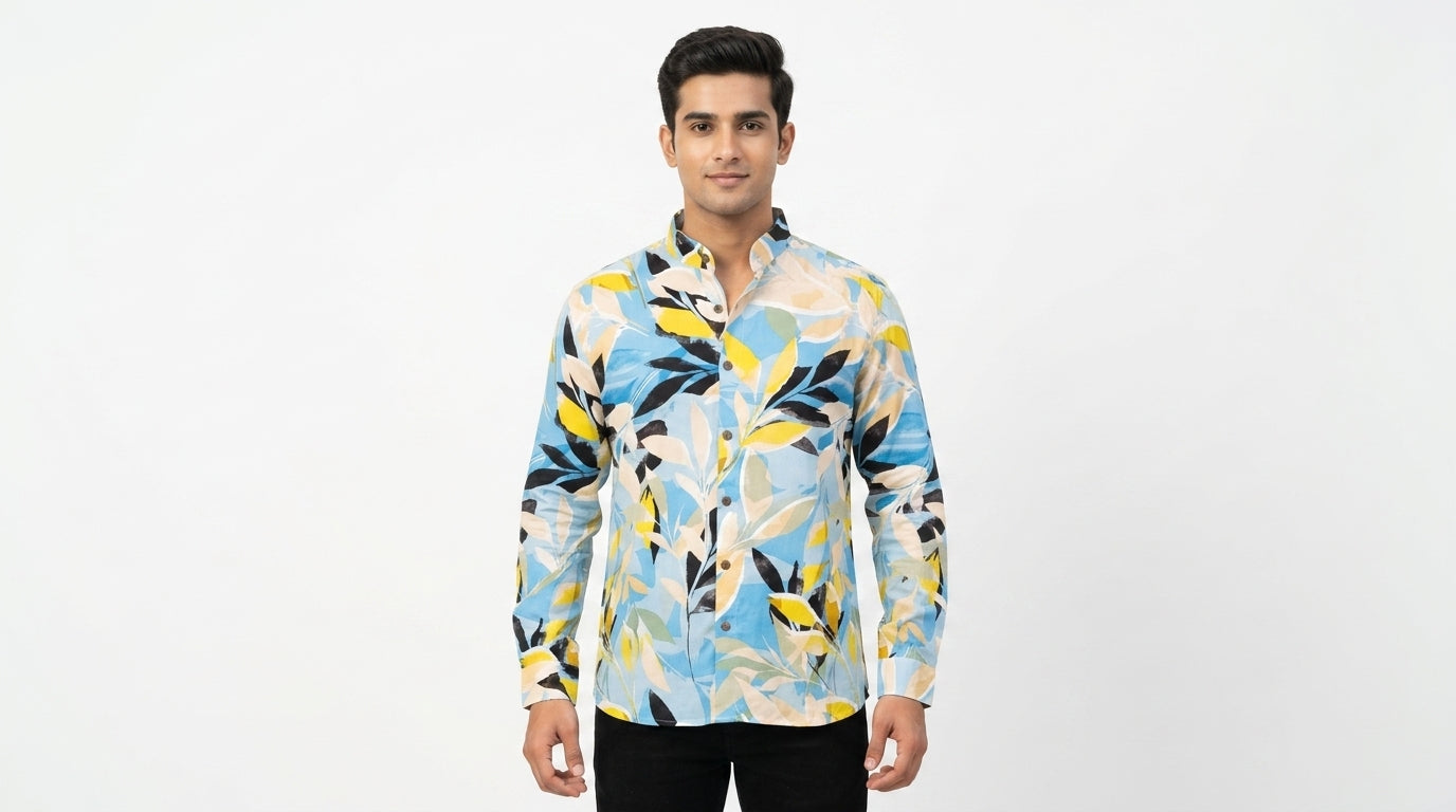 Blue Leafs Printed Unisex Shirt