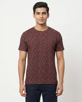 Maroon Printed Cotton Rayon Unisex Shirt