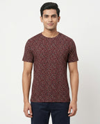 Maroon Printed Cotton Rayon Unisex Shirt