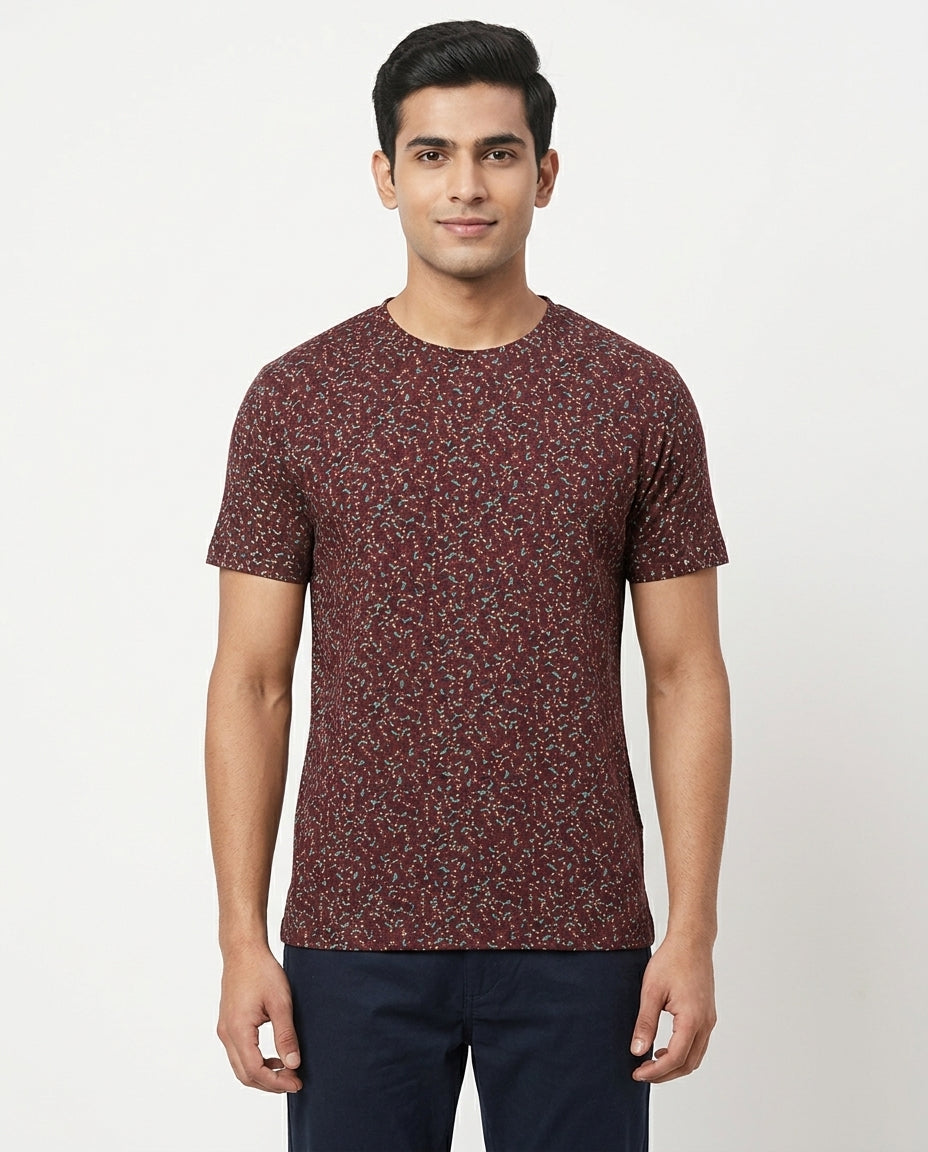 Maroon Printed Cotton Rayon Unisex Shirt