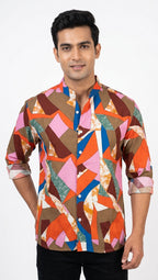 Abstract Printed Cotton Rayon Unisex Shirt