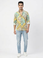Cotton Rayon Printed Short White & Yellow