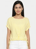 Yellow & White Striped Relaxed Fit Top
