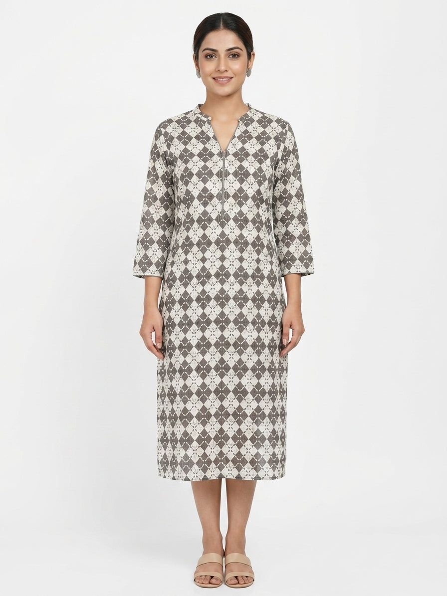 Women's Multi-colored Geometric Printed Straight Kurti
