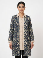 Multi-Color Abstract Print Open Front Tunic Top