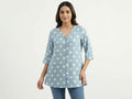 Sky Blue Polka Dot Relaxed Fit Kurti