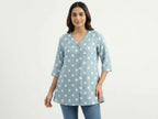 Sky Blue Polka Dot Relaxed Fit Kurti