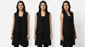 Women's Black Sleeveless Longline Shrug