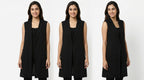 Women's Black Sleeveless Longline Shrug