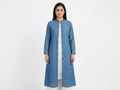 Blue Denim Longline Button-Front Jacket