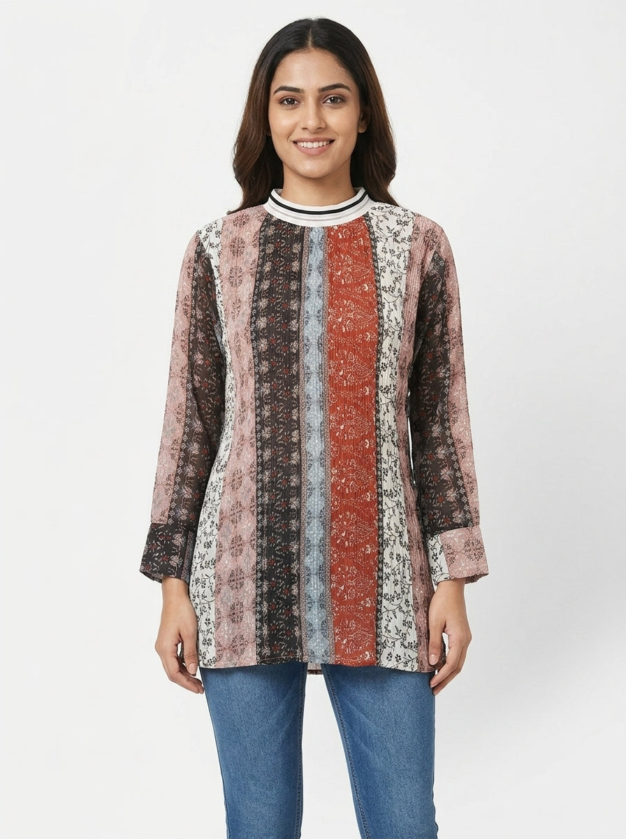 Multi-Color Ethnic Printed Tunic Top