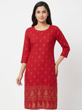 Red Ethnic Print Kurti