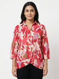 Women's Multi-Color Abstract Printed Relaxed Fit Top