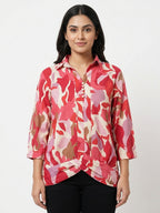 Women's Multi-Color Abstract Printed Relaxed Fit Top