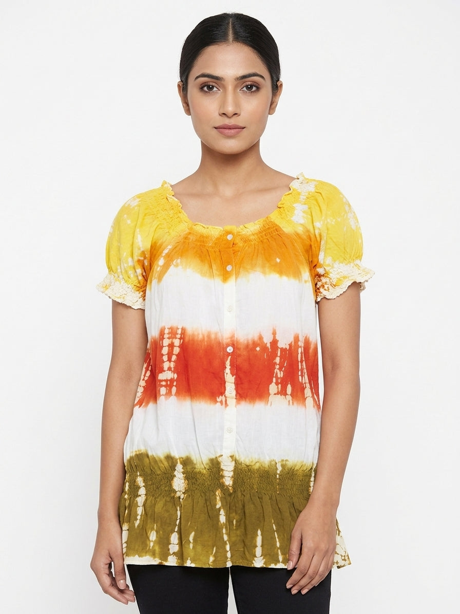 Multi Tie-Dye Short Sleeve Top