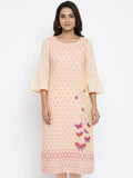 Cream Printed Kurti with Butterfly Design