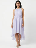 Lavender Halter Neck Elasticated Waist Dress