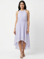 Lavender Halter Neck Elasticated Waist Dress