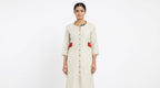 Off White Solid Viscose Kurti with Tassels