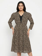 Women's Multi Animal Print Flared Dress