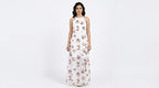 White Floral Print A-line Dress
