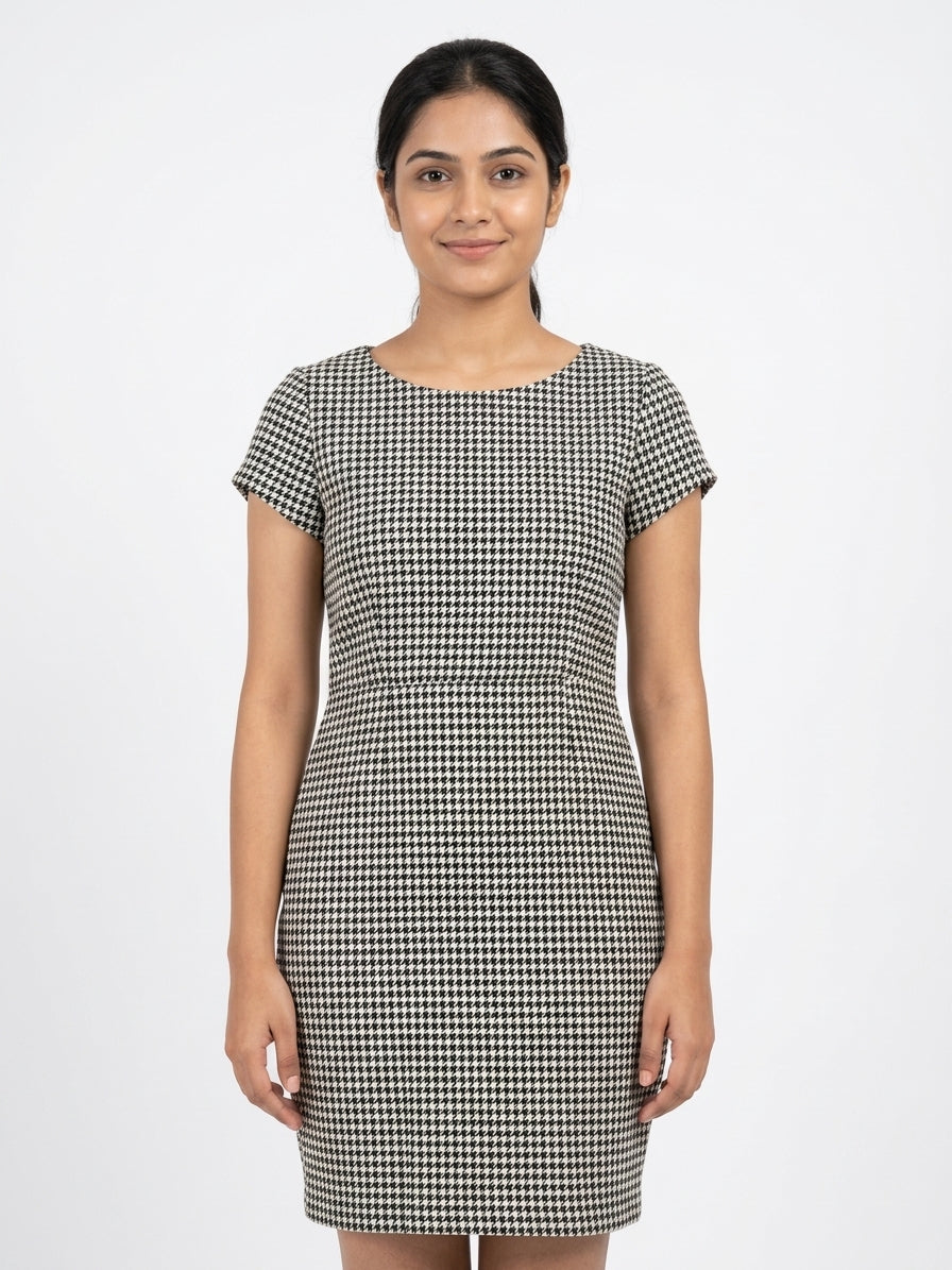 Women's Multi Houndstooth Printed Casual Dress