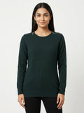 Max Dark Green Knit Sweater with Shoulder Zippers