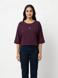 Women's Wine Textured Relaxed Fit Top