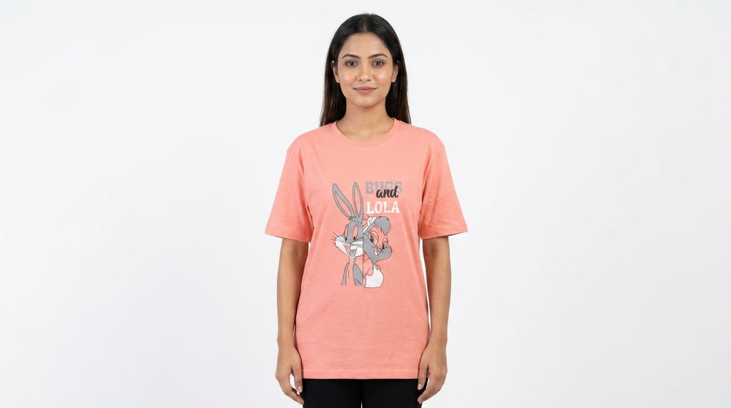 Peach Bugs and Lola Graphic Print Cotton T-Shirt