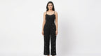 Black Solid Jumpsuit with Button Detail