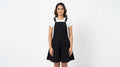 Black Solid A-line Pinafore Jumpsuit
