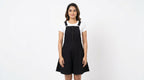 Black Solid A-line Pinafore Jumpsuit