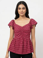 Pink Printed Off-Shoulder Top