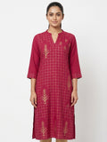 Maroon Printed Regular Fit Kurti with Ethnic Motifs