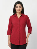 Women's Red Solid Regular Fit Casual Shirt