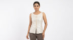 Women's Cream Embellished Sleeveless Top