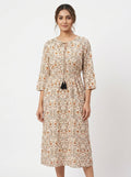Off White Floral Printed Relaxed Fit Dress
