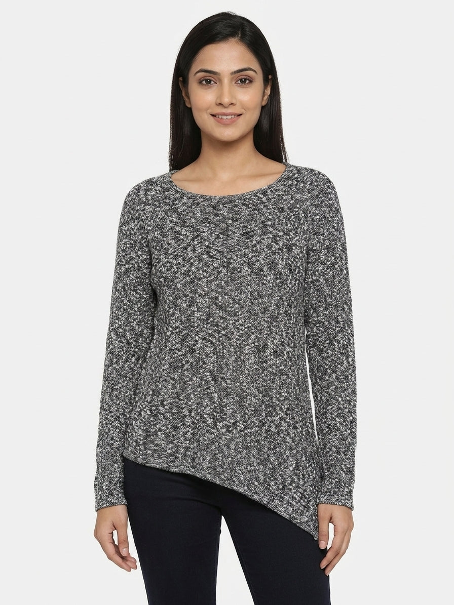 Textured Dark Grey Knit Sweater
