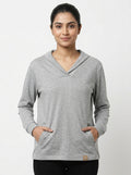 Grey Solid Hooded Sweatshirt with Kangaroo Pocket