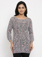 Women's Multi-Color Knitted Textured Sweater
