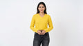 Yellow V-Neck Ribbed Long Sleeve Sweater