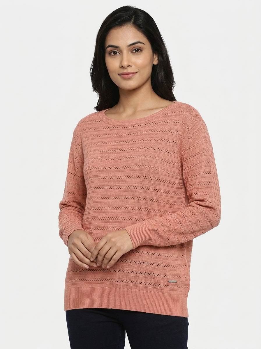 Women's Peach Textured Knit Sweater
